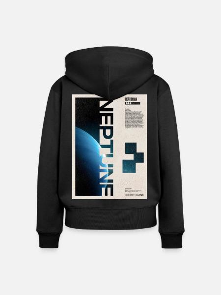 Neptune Retro Space Poster - Frauen Premium Bio Zip Hoodie - Schwarz