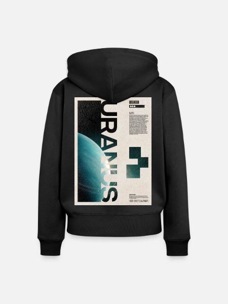 Uranus-Orbitaltypographie-Poster - Frauen Premium Bio Zip Hoodie - Schwarz