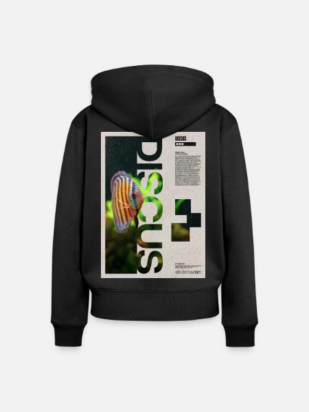 Diskusfischhalter-Porträtplakat - Frauen Premium Bio Zip Hoodie - Schwarz