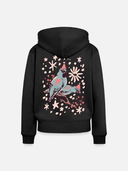WEIHNACHTSVÖGEL - Frauen Premium Bio Zip Hoodie - Schwarz