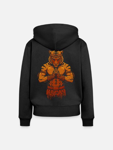 Muay Thai Tiger – Thai-Boxkämpfer - Frauen Premium Bio Zip Hoodie - Schwarz