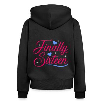 16. Geburtstag - Frauen Premium Bio Zip Hoodie - Schwarz - Hinten - Julia (174cm)