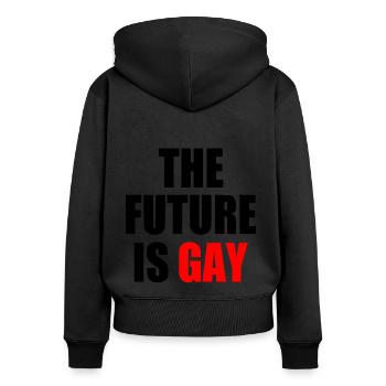 The future is gay - Sweat à capuche zippé Premium bio Femme - noir - Dos - Julia (174cm)