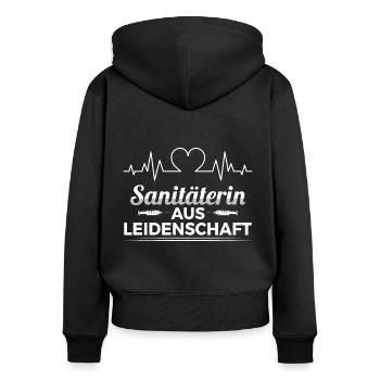 Notfallsanitäterin Leidenschaft Herzschlag - Frauen Premium Bio Zip Hoodie - Schwarz - Hinten - Julia (174cm)