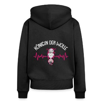 Stricken Herzschlag Häkeln Strickerin - Frauen Premium Bio Zip Hoodie - Schwarz - Hinten - Julia (174cm)