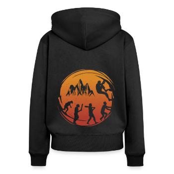 Klettern Kletterhalle Bergsteiger Boulder Bouldern - Frauen Premium Bio Zip Hoodie - Schwarz - Hinten - Julia (174cm)