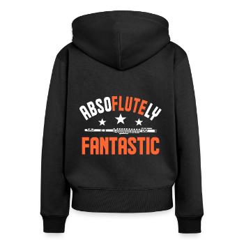 Flûte transversale Flûte latérale soufflée - Sweat à capuche zippé Premium bio Femme - noir - Dos - Julia (174cm)