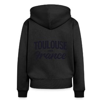 Toulouse France - Frauen Premium Bio Zip Hoodie - Schwarz - Hinten - Julia (174cm)