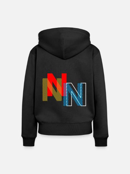 Buchstabe N - Frauen Premium Bio Zip Hoodie - Schwarz