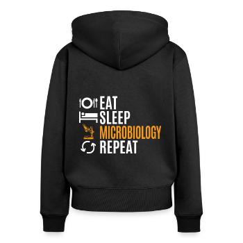 microbiologie - Sweat à capuche zippé Premium bio Femme - noir - Dos - Julia (174cm)
