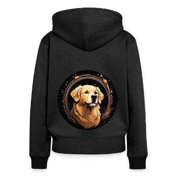 Golden Labrador Retriever Portrait im Farbkreis - Frauen Premium Bio Zip Hoodie - Schwarz - Hinten - Julia (174cm)