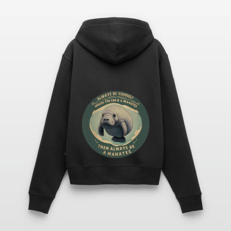 Sei Du selbst oder sei ein Manatee Lebensweisheit Frauen Premium Bio Zip Hoodie