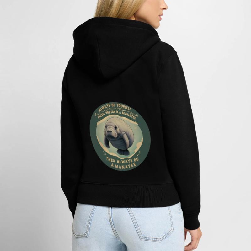 Sei Du selbst oder sei ein Manatee Lebensweisheit Frauen Premium Bio Zip Hoodie