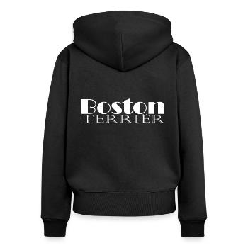 Boston Terrier - Sweat à capuche zippé Premium bio Femme - noir - Dos - Julia (174cm)