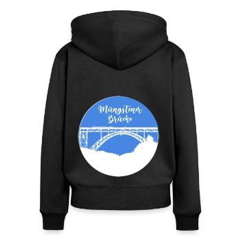 Müngstener Brücke,solingen,Brücke,blau - Frauen Premium Bio Zip Hoodie - Schwarz - Hinten - Julia (174cm)