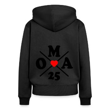 Oma 2025 - Frauen Premium Bio Zip Hoodie - Schwarz - Hinten - Julia (174cm)