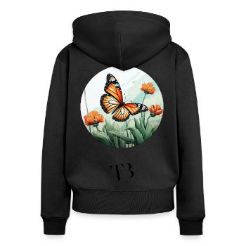 Design Schmetterlilngs dans la prairie fleurie - Sweat à capuche zippé Premium bio Femme - noir - Dos - Julia (174cm)