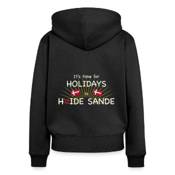 Hvide Sande Holidays - Frauen Premium Bio Zip Hoodie - Schwarz - Hinten - Julia (174cm)