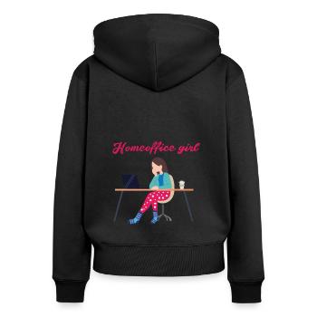 bureau à domicile fille, bureau à domicile, travail, bureau - Sweat à capuche zippé Premium bio Femme - noir - Dos - Julia (174cm)