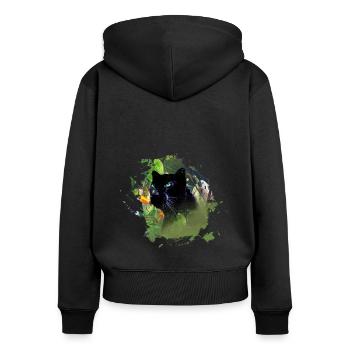 panther,cheetah,leopard,black,green,jungle - Women's Premium Organic Zip Hoodie - black - Back - Julia (174cm)