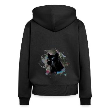 panther,cheetah,leopard,black,green,jungle - Women's Premium Organic Zip Hoodie - black - Back - Julia (174cm)