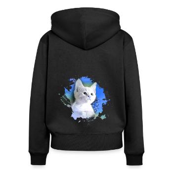 kitten,cat,kitten,graffiti,painting,blue - Women's Premium Organic Zip Hoodie - black - Back - Julia (174cm)