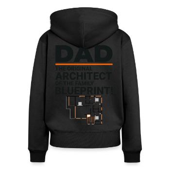 Architekt Papas Blaupause Lachen Vatertag - Frauen Premium Bio Zip Hoodie - Schwarz - Hinten - Julia (174cm)