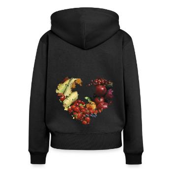 heart, fruit, vegetables, vegetable heart, colorful - Women's Premium Organic Zip Hoodie - black - Back - Julia (174cm)