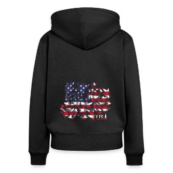 usa,flagge,tauben,friede,amerika - Frauen Premium Bio Zip Hoodie - Schwarz - Hinten - Julia (174cm)