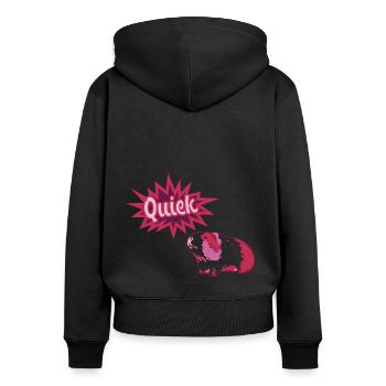 quiek,guinea pig,pink,pink - Women's Premium Organic Zip Hoodie - black - Back - Julia (174cm)