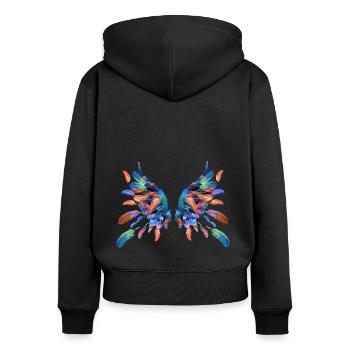 engelsflügel,flügel,angelwings,federn,feder - Frauen Premium Bio Zip Hoodie - Schwarz - Hinten - Julia (174cm)