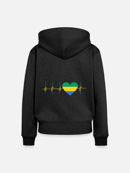 Gabun Afrika Geschenkidee - Frauen Premium Bio Zip Hoodie - Schwarz