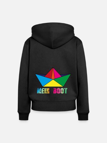mein boot,boot,papierschiff,bunt,schiff - Frauen Premium Bio Zip Hoodie - Schwarz