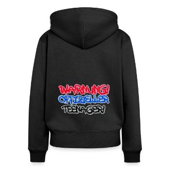 warnung offizieller teenager,teenager,graffiti - Frauen Premium Bio Zip Hoodie - Schwarz - Hinten - Julia (174cm)