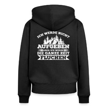 Wandern Fluchen - Frauen Premium Bio Zip Hoodie - Schwarz - Hinten - Julia (174cm)