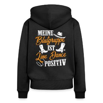 Line Dance Blutgruppe Line Dance positiv - Frauen Premium Bio Zip Hoodie - Schwarz - Hinten - Julia (174cm)