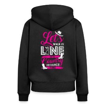 Country Line Dance Time - Frauen Premium Bio Zip Hoodie - Schwarz - Hinten - Julia (174cm)
