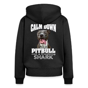 pitbull pas un requin - Sweat à capuche zippé Premium bio Femme - noir - Dos - Julia (174cm)