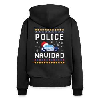 Polizei Police Navidad - Frauen Premium Bio Zip Hoodie - Schwarz - Hinten - Julia (174cm)