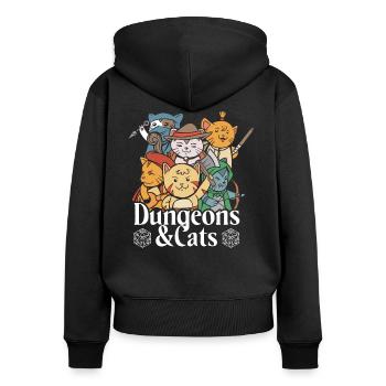 RPG Dungeons und Katzen Lustiges Rollenspiel - Women's Premium Organic Zip Hoodie - black - Back - Julia (174cm)