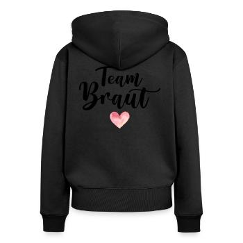 Team Braut - Frauen Premium Bio Zip Hoodie - Schwarz - Hinten - Julia (174cm)