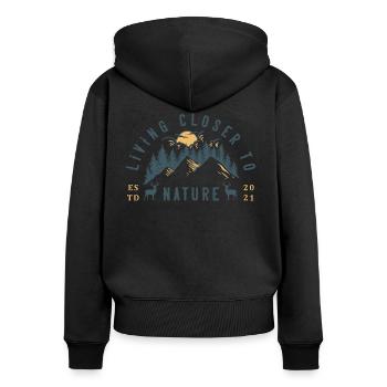 Randonneurs de vie Closer To Nature - Sweat à capuche zippé Premium bio Femme - noir - Dos - Julia (174cm)