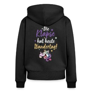 Verrücktes Einhorn - Frauen Premium Bio Zip Hoodie - Schwarz - Hinten - Julia (174cm)