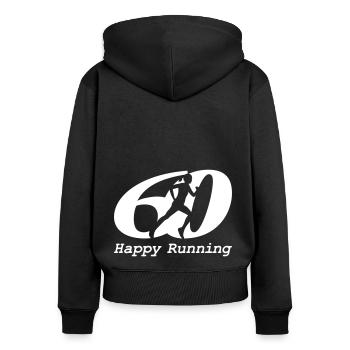 Running woman - happy birthday 60! - Frauen Premium Bio Zip Hoodie - Schwarz - Hinten - Julia (174cm)