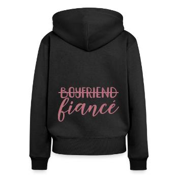 Petit ami Fiancé Drôle cadeau de fiançailles pour hommes - Sweat à capuche zippé Premium bio Femme - noir - Dos - Julia (174cm)