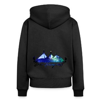 wandern berge,berg,wandern,weiss,berg ruft - Frauen Premium Bio Zip Hoodie - Schwarz - Hinten - Julia (174cm)