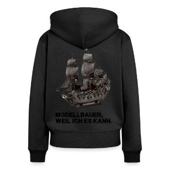 segelschiff,modellbau,modellbauer,weil ich es kann - Frauen Premium Bio Zip Hoodie - Schwarz - Hinten - Julia (174cm)
