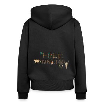 winnetou gratuit, winnetou, indiens, plumes, capteur de rêves - Sweat à capuche zippé Premium bio Femme - noir - Dos - Julia (174cm)