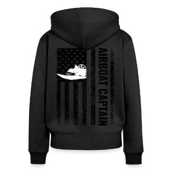 Pavillon américain USA Airboat Airboating Capitaine - Sweat à capuche zippé Premium bio Femme - noir - Dos - Julia (174cm)