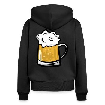 Bierkrug 1 - Frauen Premium Bio Zip Hoodie - Schwarz - Hinten - Julia (174cm)
